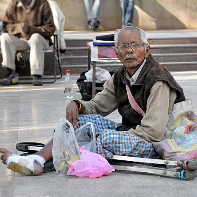 "A handicapped beggar" stock image