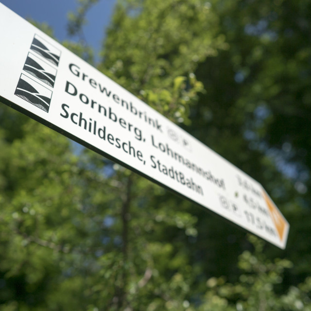 "Teutoburger Wald Forest hiking trail signposting" stock image