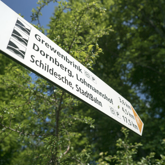 "Teutoburger Wald Forest hiking trail signposting" stock image