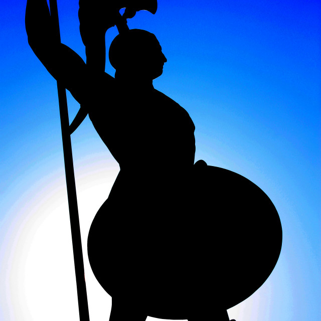 "Silhouette of Achilles in the Garden of the Achilleion near the old town" by Julian Worker - £5.00 "Silhouette of Achilles in the Garden of the Achilleion near the old town" stock image