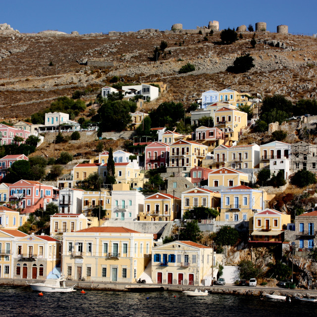 "Houses by the water in Symi Town" by Julian Worker - £5.00 "Houses by the water in Symi Town" stock image