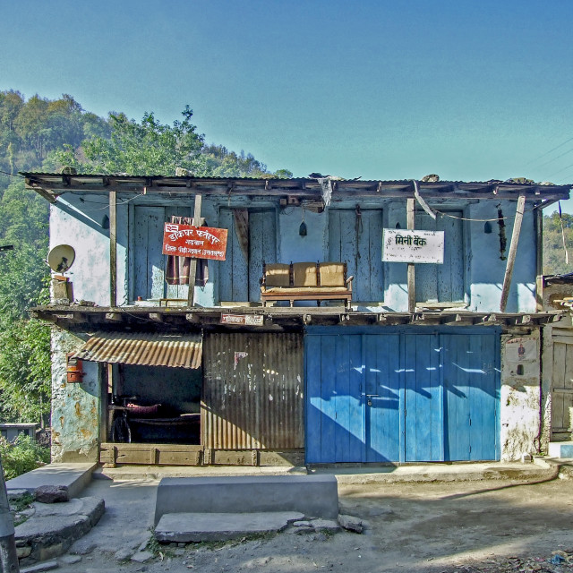 "The Post Office And Bank, Village Fatehpur, Paudi Garhwal, Uttarakhand." stock image