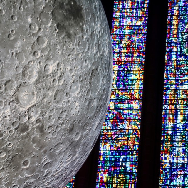 "Museum of The Moon at Liverpool Cathedral in 2018" stock image