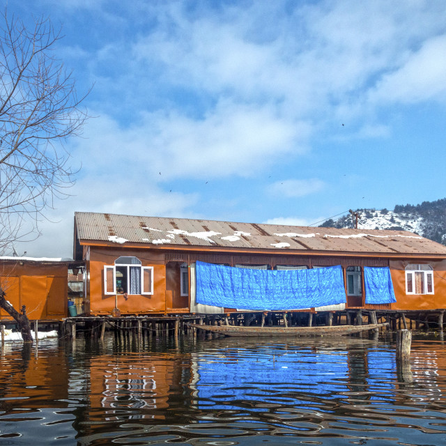 "A House Boat at Dal Lake, Srinagar" stock image