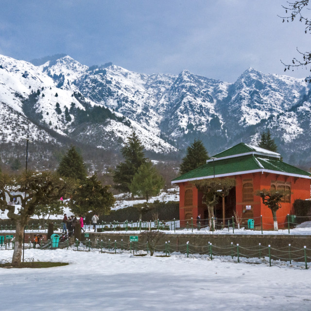 "The Mughal Garden, Cheshmashahi, Srinagar." stock image