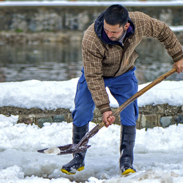 "A Government hired snow cleaner." stock image