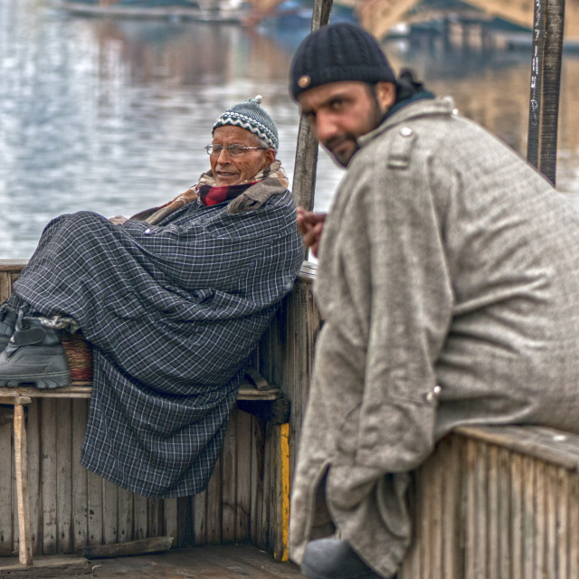 "shikara (boat) owners waiting for customers" stock image