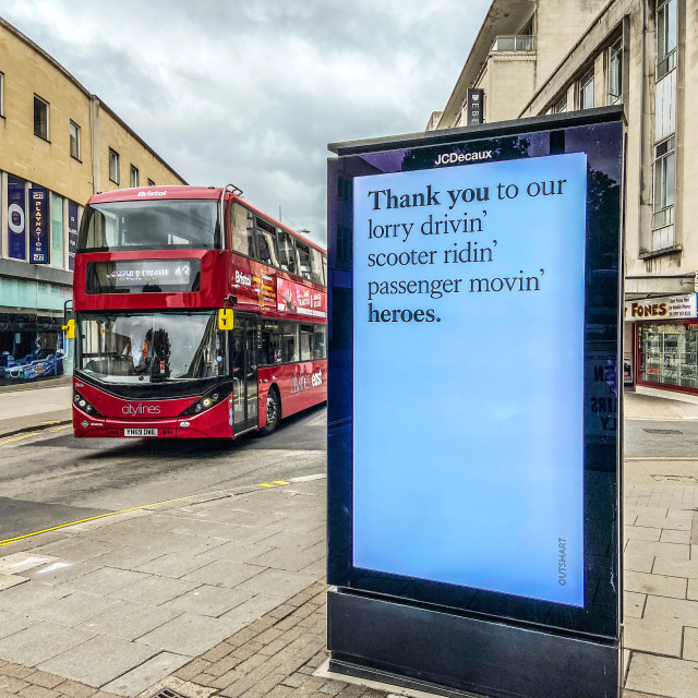 "Thank you bus driving heroes" stock image