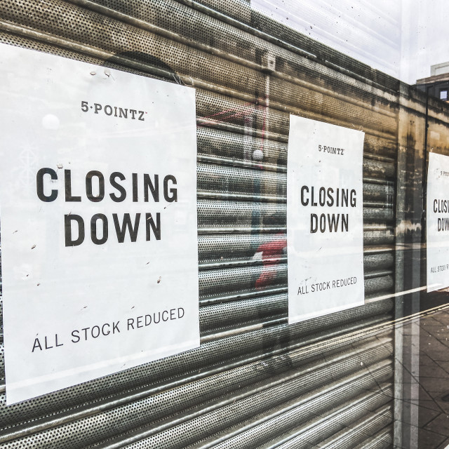 "Closing down" stock image