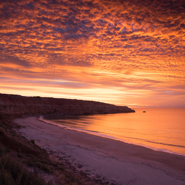 "Fiery Sunset at Maslin Beach, South Australia" stock image