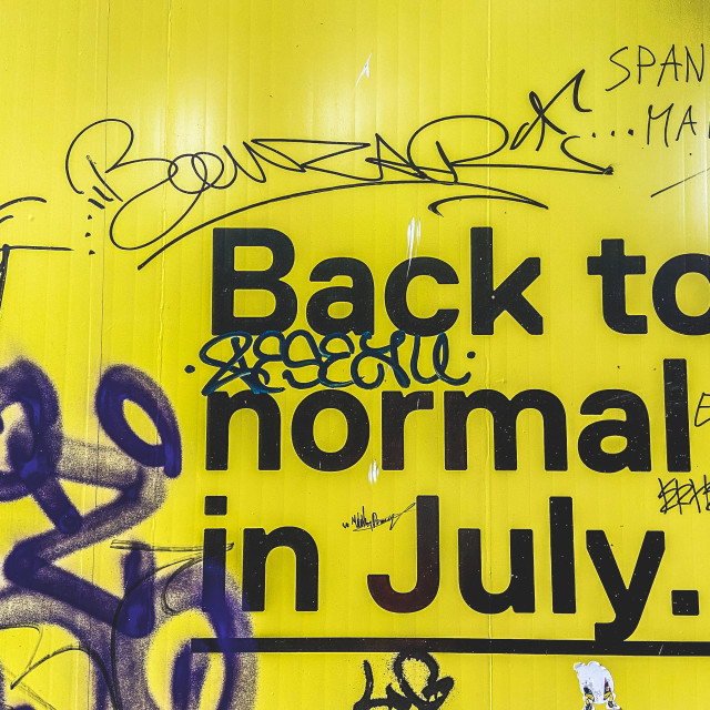 "Back to normal in July?" stock image