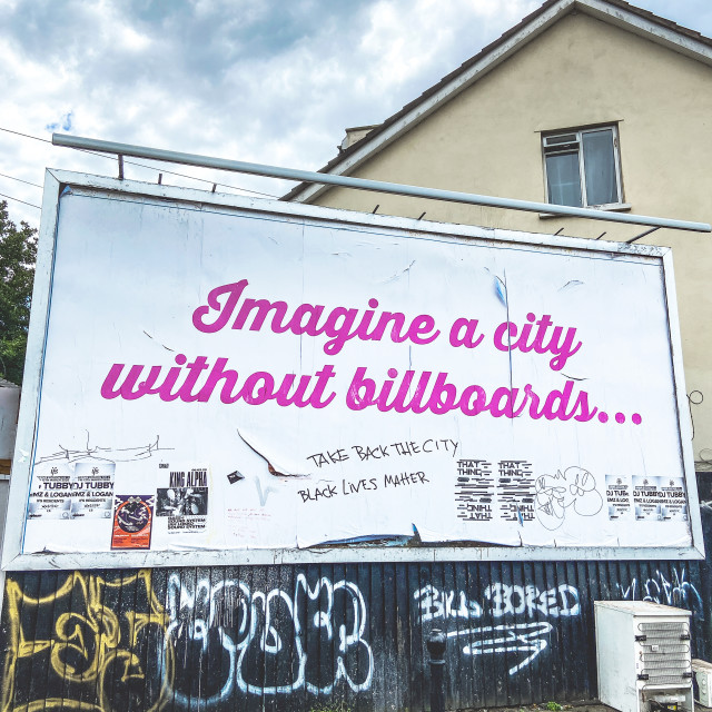 "Imagine a city without billboards" stock image