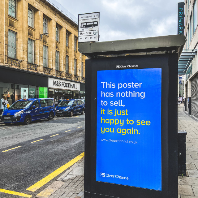 "This sign is happy to see you" stock image