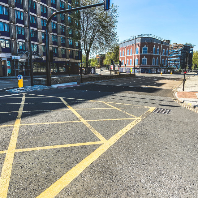 "Empty Coronavirus roads during lockdown." stock image