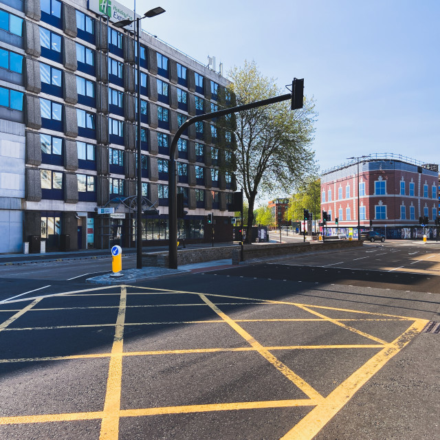 "Empty Coronavirus roads during lockdown." stock image