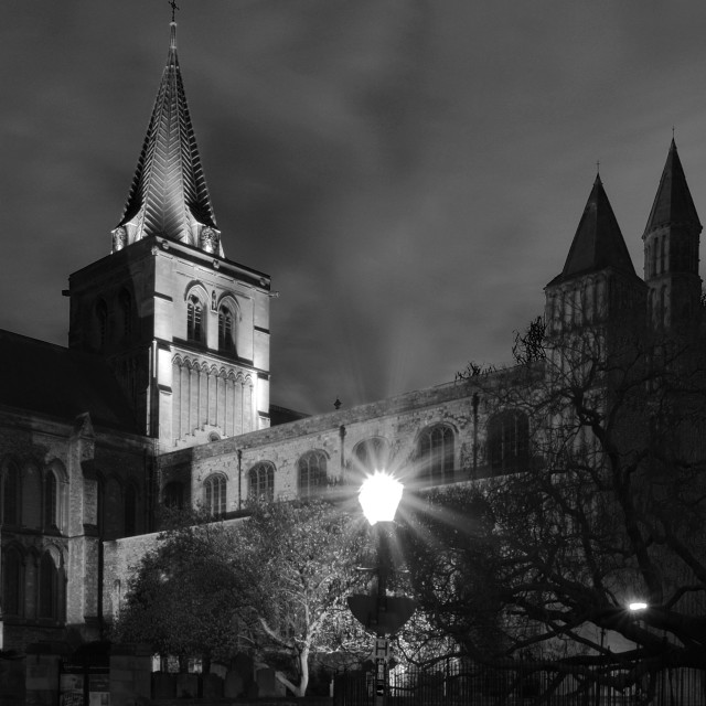 "Evening view over of Rochester Cathedral, Rochester City, Kent County,..." stock image