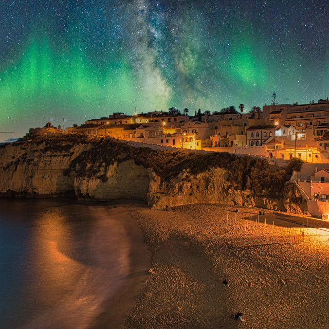 "Beach Night Clif and Sand" stock image