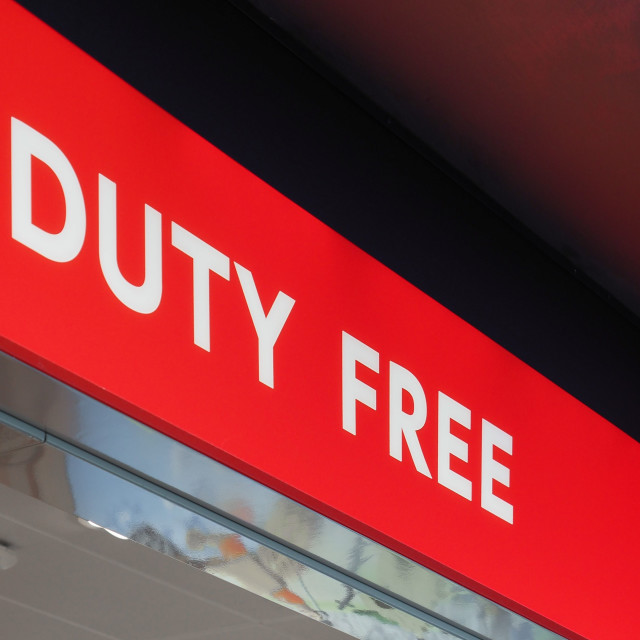 "duty free sign" stock image