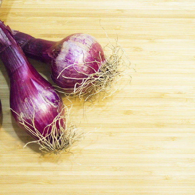 "Uncooked purple chives in the kitchen" stock image