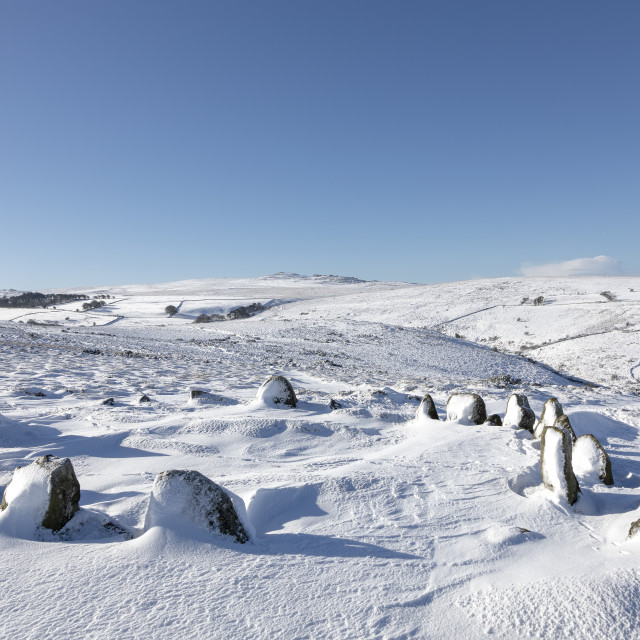 "Nine Maidens in Snow" by Bruce Little - £20.00 "Nine Maidens in Snow" stock image