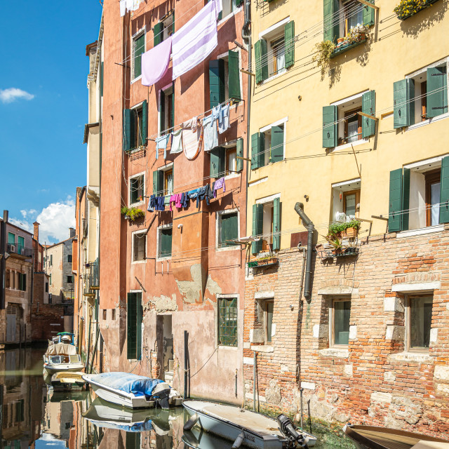 "Backwaters of Venice with hanging washing" stock image