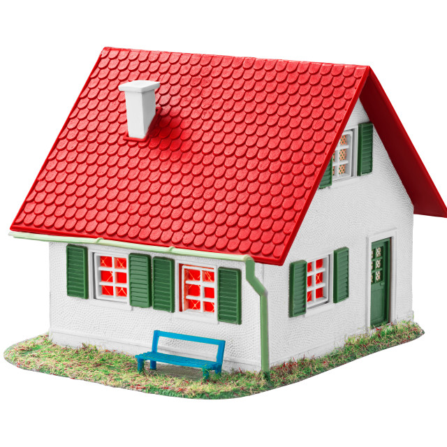 "Miniature house isolated on a white background with clipping pat" stock image