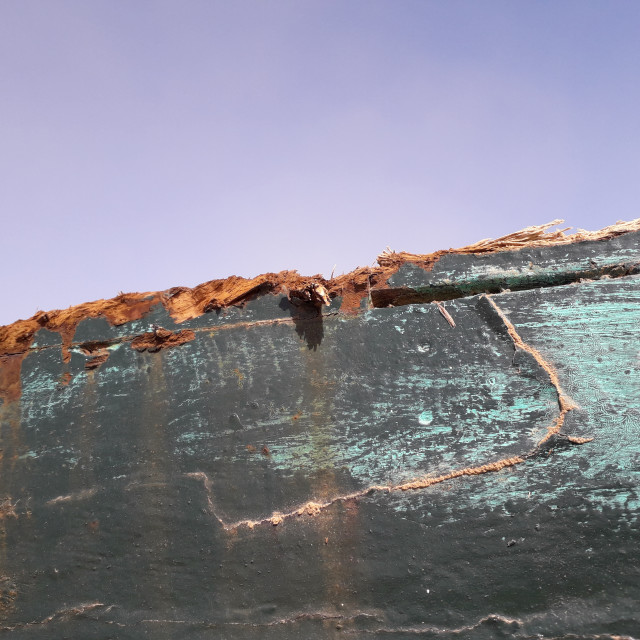 "Keel of an upturned boat, Fuerteventura, Canary islands" stock image