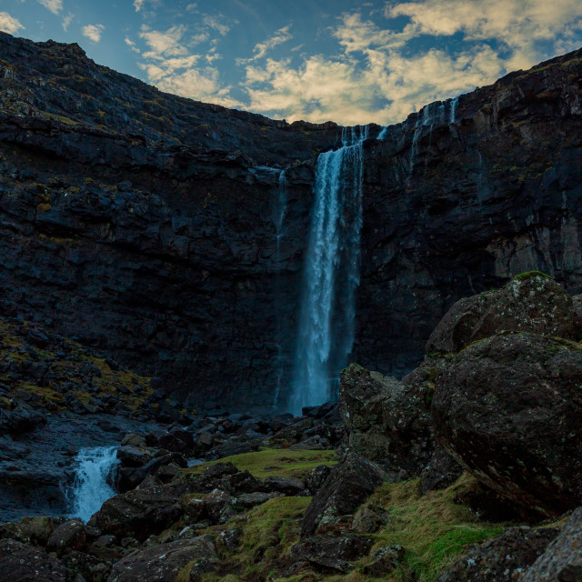 "Fossa Waterfall just before dusk" stock image