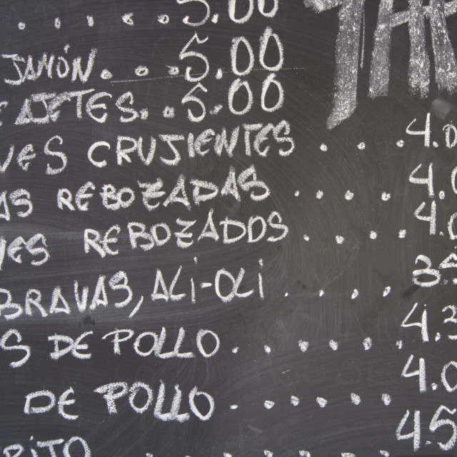 "Menu Board outside Beach Cafe in Ibiza" stock image