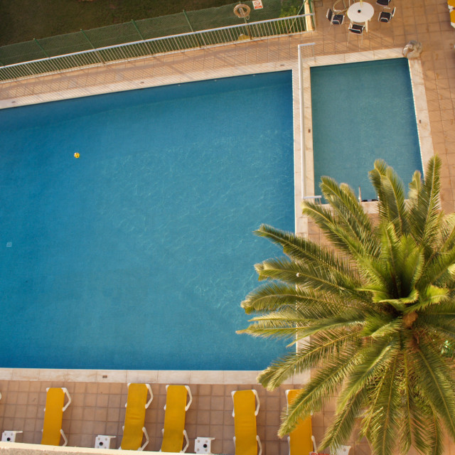 "Hotel Pool, Ibiza, Balearic Islands, Spain." stock image