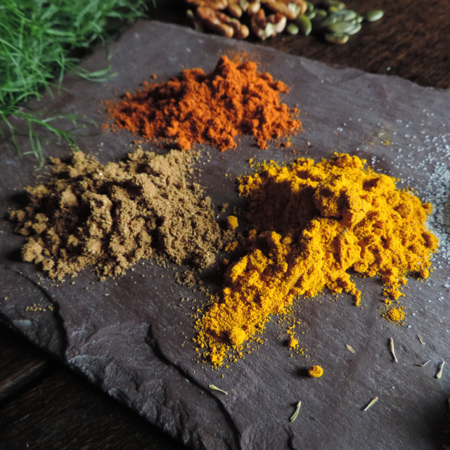 "Spices on a Slate" stock image