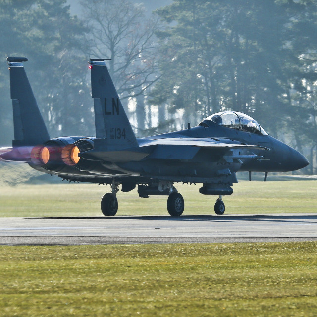 "F15 Eagle full reheat departure" stock image