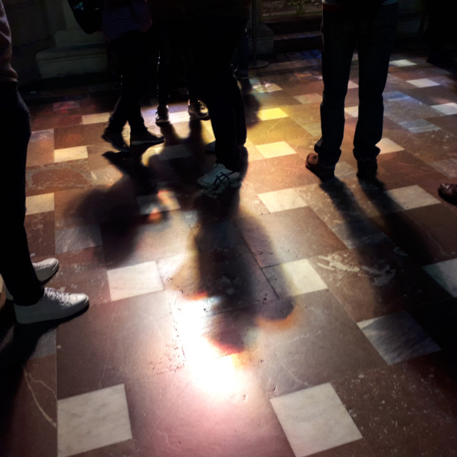 "Shadows of Visitors in Saint Vitus Cathedral in Prague, Czech Republic" stock image