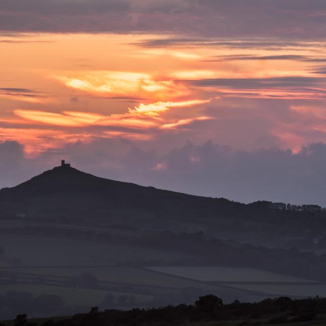 "Brentor Silhouette" by Bruce Little - £20.00 "Brentor Silhouette" stock image