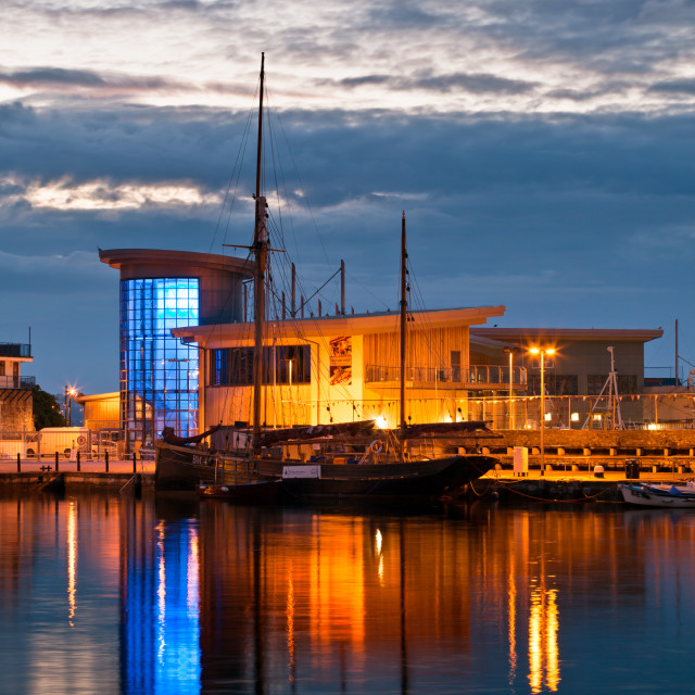 "Brixham Fish Market at Blue Hour" by Bruce Little - £20.00 "Brixham Fish Market at Blue Hour" stock image