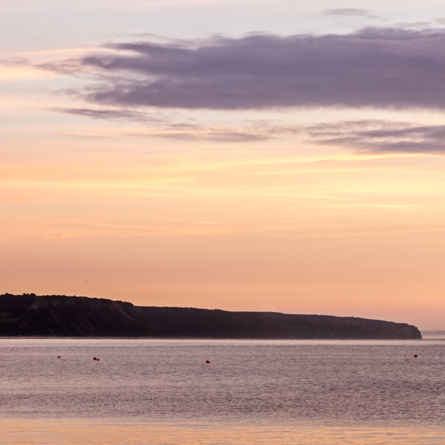 "Ladram Bay sunrise" by Bruce Little - £20.00 "Ladram Bay sunrise" stock image