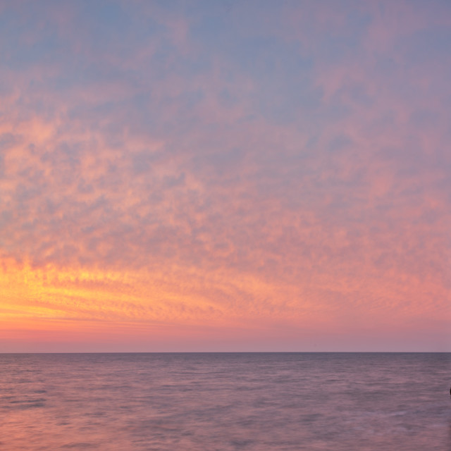 "Ladram Bay Sunrise Panorama" by Bruce Little - £20.00 "Ladram Bay Sunrise Panorama" stock image