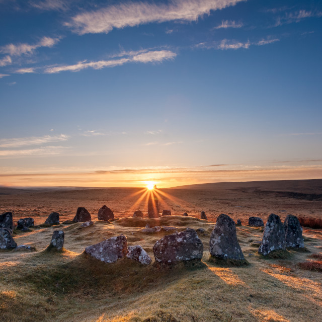"Down Tor Sunrise" by Bruce Little - £20.00 "Down Tor Sunrise" stock image
