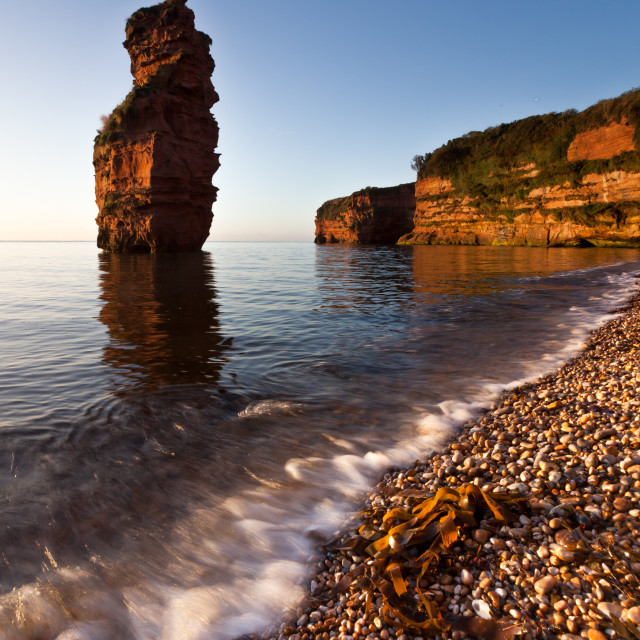 "Ladram Bay South Stack" by Bruce Little - £20.00 "Ladram Bay South Stack" stock image