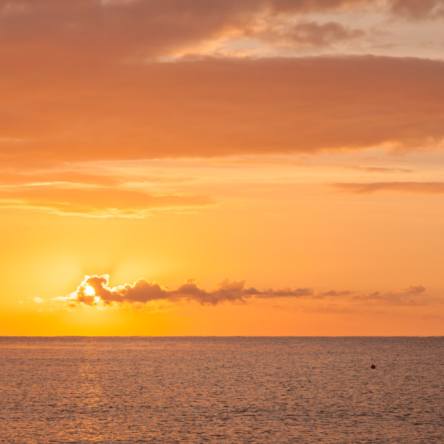 "Sunrise at Ladram Bay" by Bruce Little - £20.00 "Sunrise at Ladram Bay" stock image