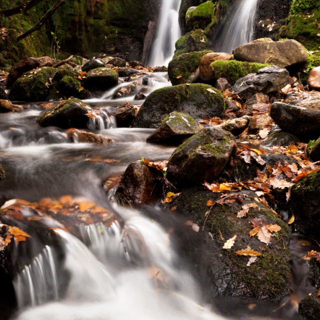 "Twin Falls on the Venford Brook" by Bruce Little - £20.00 "Twin Falls on the Venford Brook" stock image