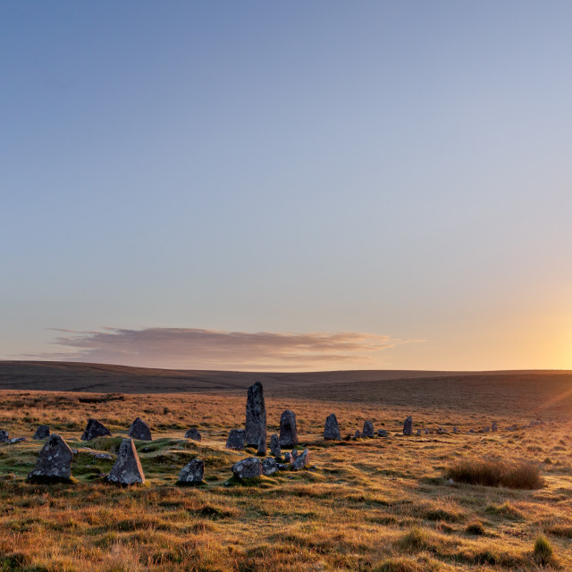 "Down Tor Sunrise" by Bruce Little - £20.00 "Down Tor Sunrise" stock image