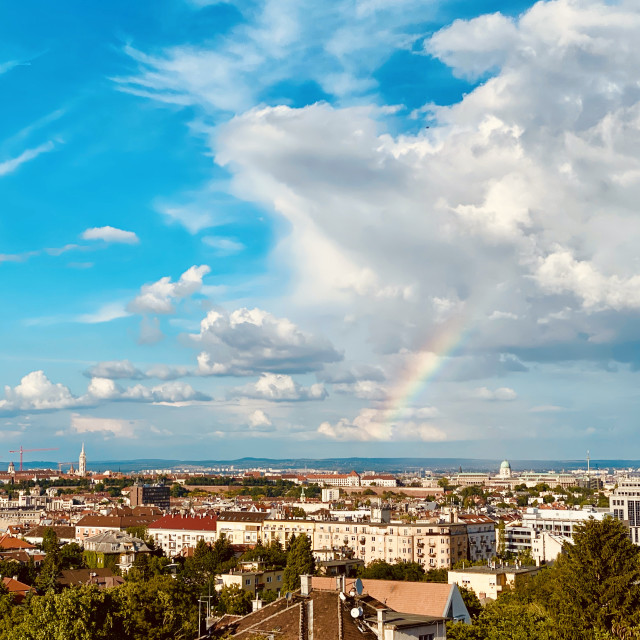 "Rainbow above Budapest" stock image