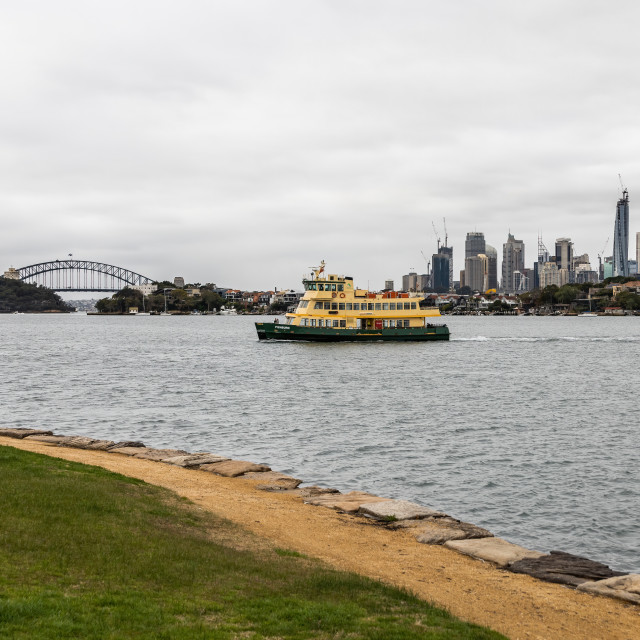 "Sydney Harbour Bridge and the ferry, New South Wales, Australia" stock image