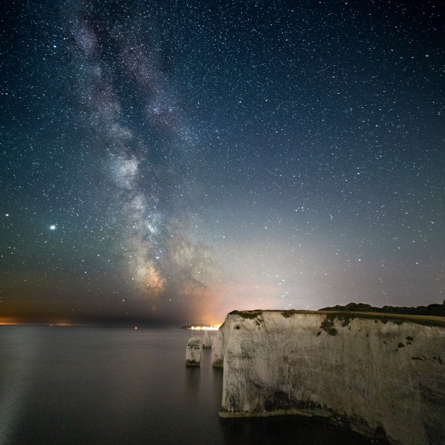 "Milkyway over old Harry Rocks,Dorset" by Kat Lawman - £20.00 "Milkyway over old Harry Rocks,Dorset" stock image