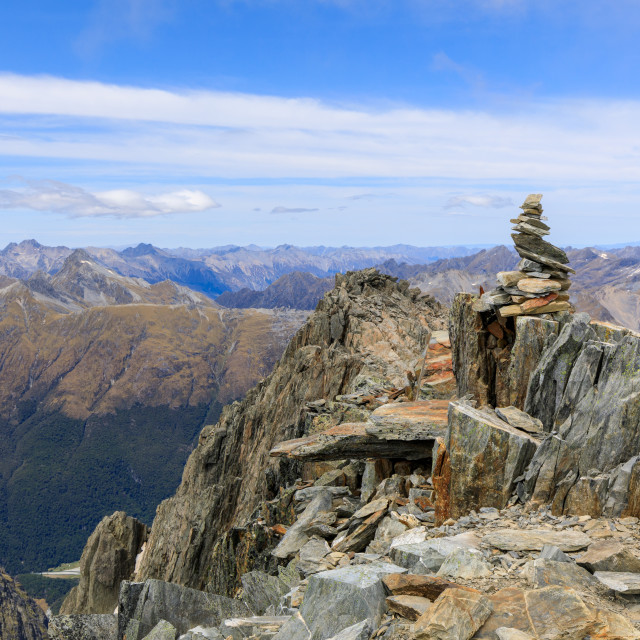 "Summit of Mt Armstrong at the peak Brewster Track in Mt Aspiring" stock image