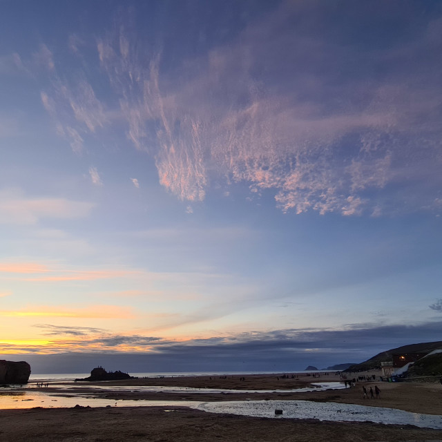 "Sunset at Perranporth" stock image