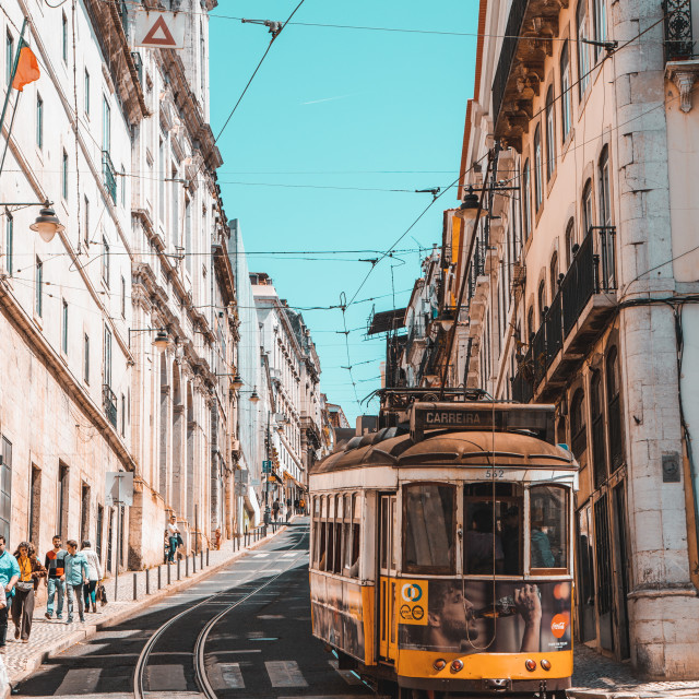 "Trams of Lisbon" by Warren - £20.00 "Trams of Lisbon" stock image