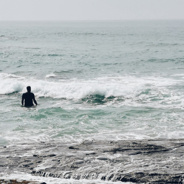 "Man in the sea" stock image