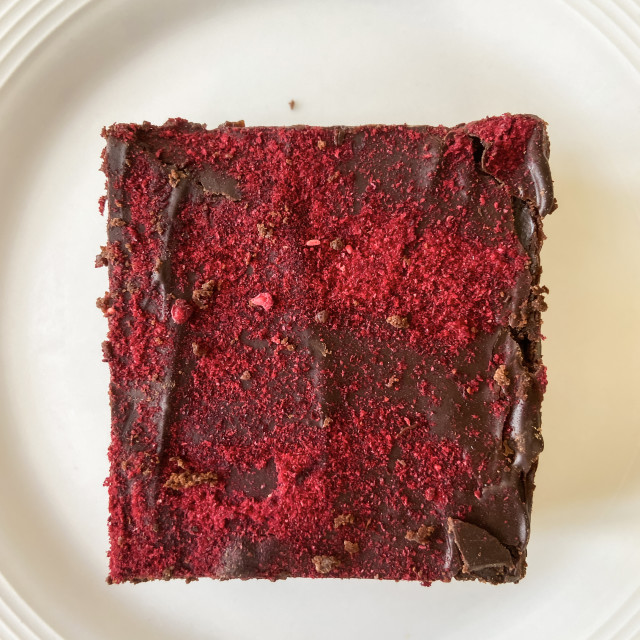 "Raspberry chocolate vegan brownie" stock image